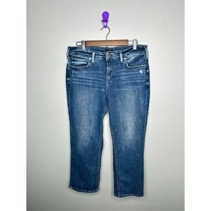 Silver Jeans Co Suki Capri W34 Mid Rise Medium Wash Distressed Denim Cropped